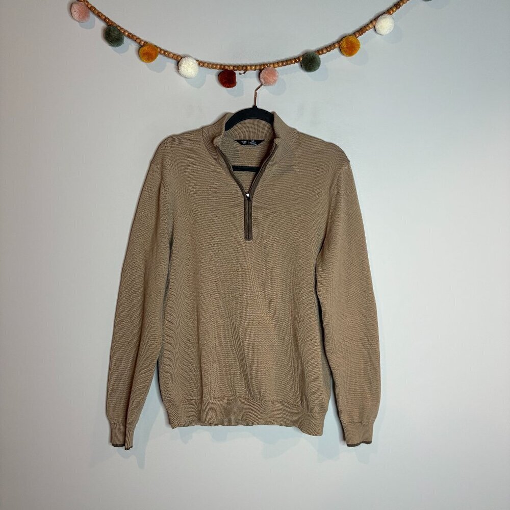 Rhone tan quarter zip sweater